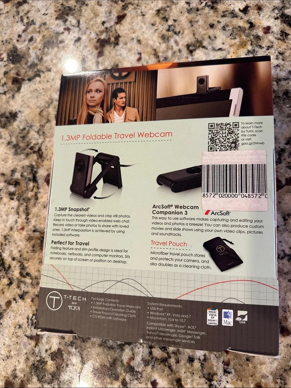 New in Box T-Tech by Tumi Foldable Travel Webcam - Black 1.3MP PC and MAC